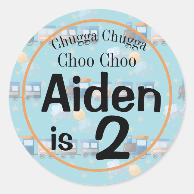 Choo choo birthday boy party favor  classic round sticker (Front)