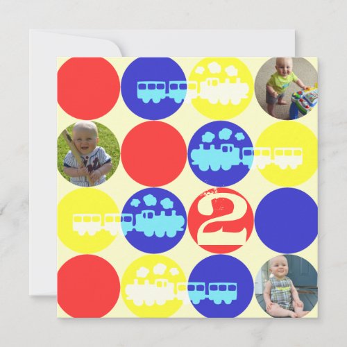 Choo Choo Dots Birthday Party Photo Invitation