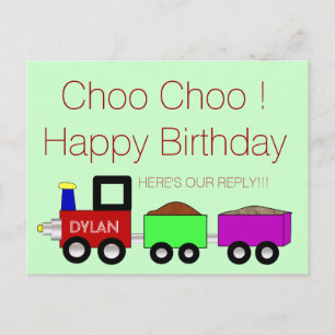 Choo Choo Happy Birthday!! RSVP postcard