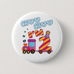 Choo Choo I'm 2 2nd Birthday Train Button