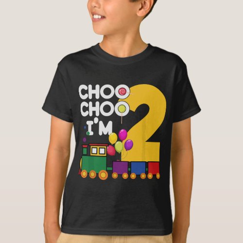 Choo Choo Im Two 2nd Birthday Funny Train Sounds  T_Shirt