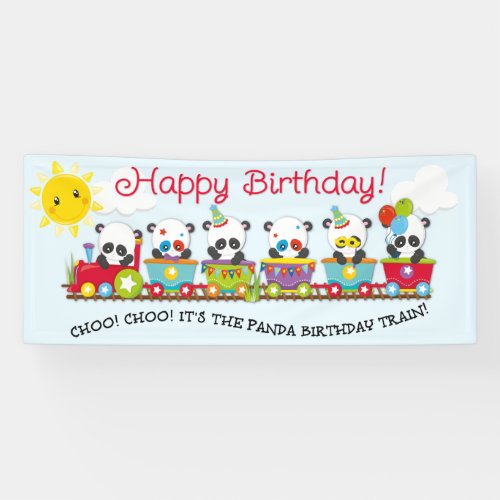 Choo Choo Its the Panda Birthday Train Banner