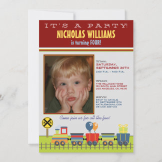 Choo Choo Red Child's Birthday Party Invitation