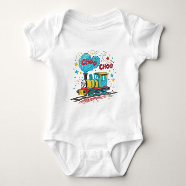 Choo Choo Toy Train Baby Outfit Bodysuit (Front)