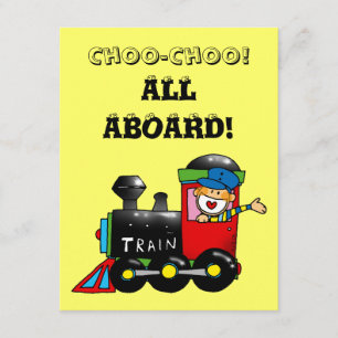 choo choo train 1st birthday party invitation
