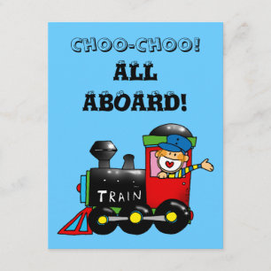 choo choo train 3rd birthday party invitation