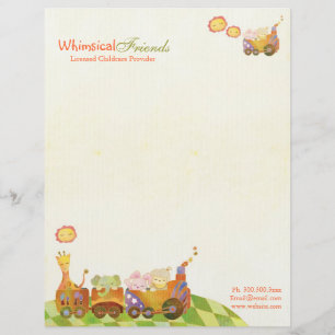 Choo Choo Train Baby Animals Daycare Business Letterhead