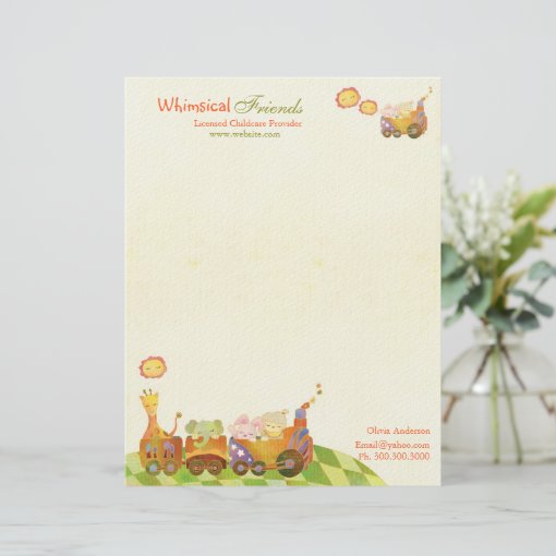 Choo Choo Train Baby Animals Daycare Business Letterhead Zazzle