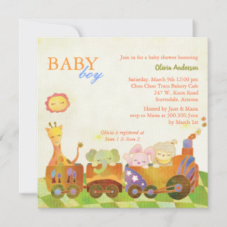 Choo Choo Train Baby boy Baby Shower Invitation