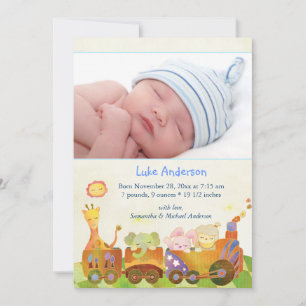 Choo Choo Train Baby Boy Photo Birth Announcement