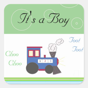 Choo Choo Train Baby Boy Square Sticker