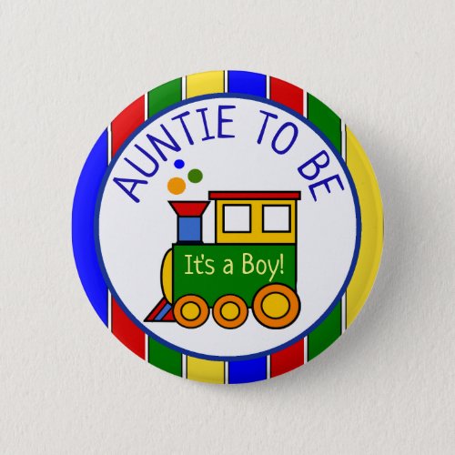 Choo Choo Train Baby Shower Auntie to Be Button