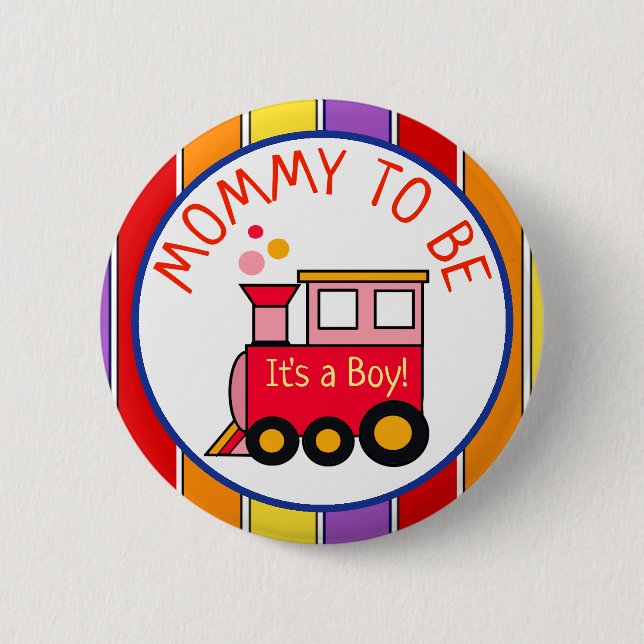 Choo Choo Train Baby Shower Auntie to Be Button (Front)
