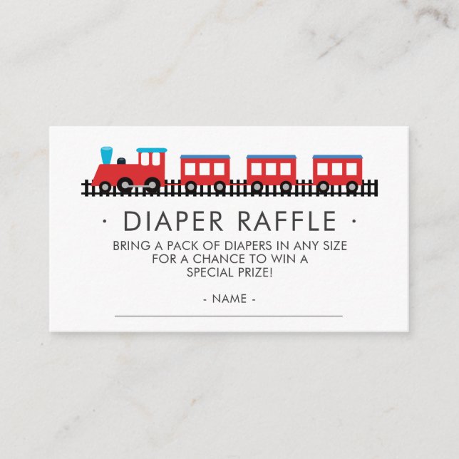 CHOO CHOO TRAIN Baby Shower Diaper Raffle Ticket Enclosure Card (Front)