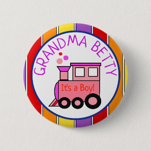 Choo Choo Train Baby Shower Grandma to Be Button