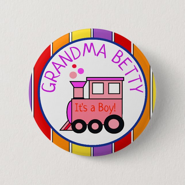 Choo Choo Train Baby Shower Grandma to Be Button (Front)