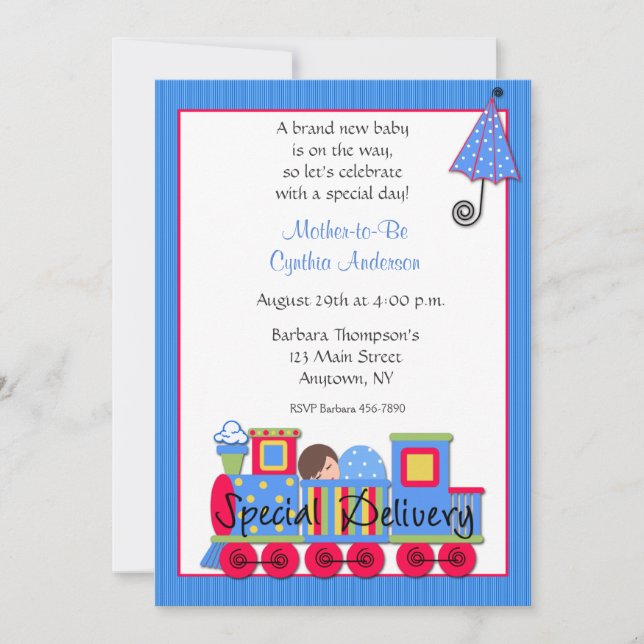 Choo Choo Train Baby Shower Invitation (Front)