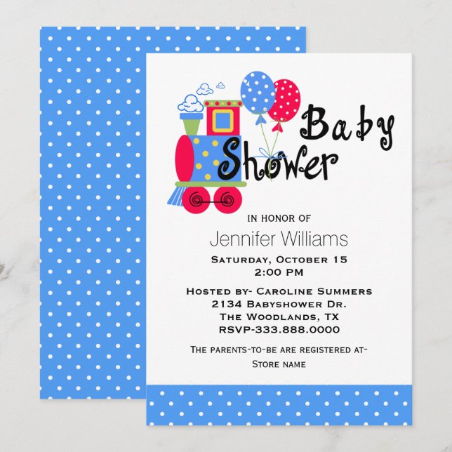 Choo Choo Train Baby Shower Invitation (Front/Back)