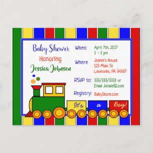Choo Choo Train Baby Shower Invitation Postcard