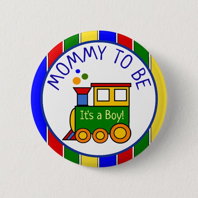 Choo Choo Train Baby Shower Mom to Be Button (Front)