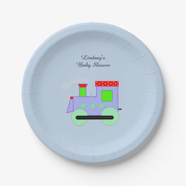 Choo Choo Train Baby Shower Paper Plates (Front)