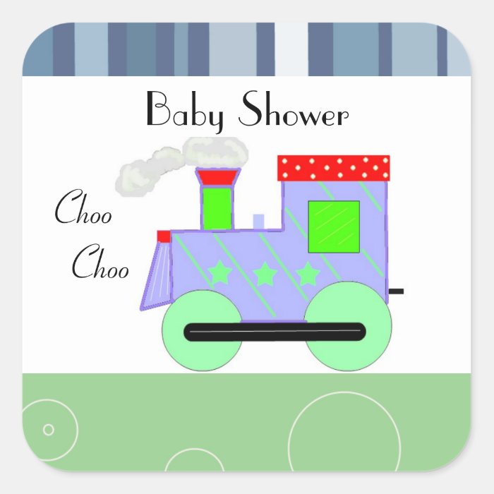 Choo Choo Train Baby Shower Square Stickers