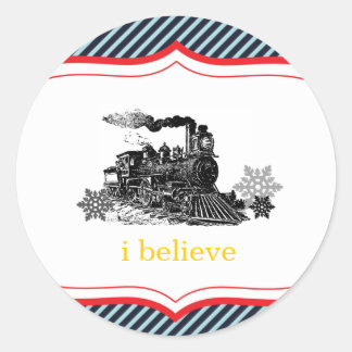 choo choo train birthday boy Winter Christmas Classic Round Sticker