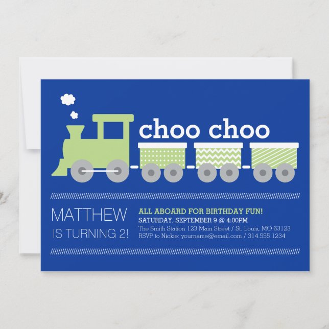 Choo Choo Train Birthday Invitation (Front)