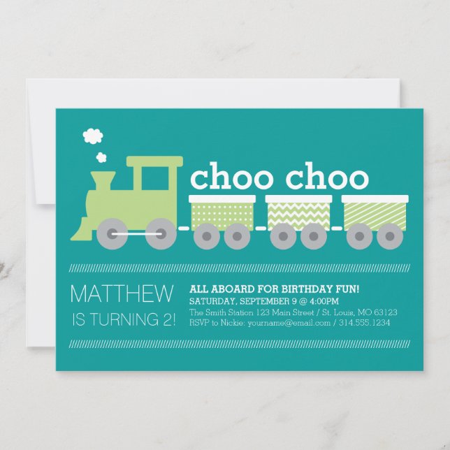 Choo Choo Train Birthday Invitation (Front)