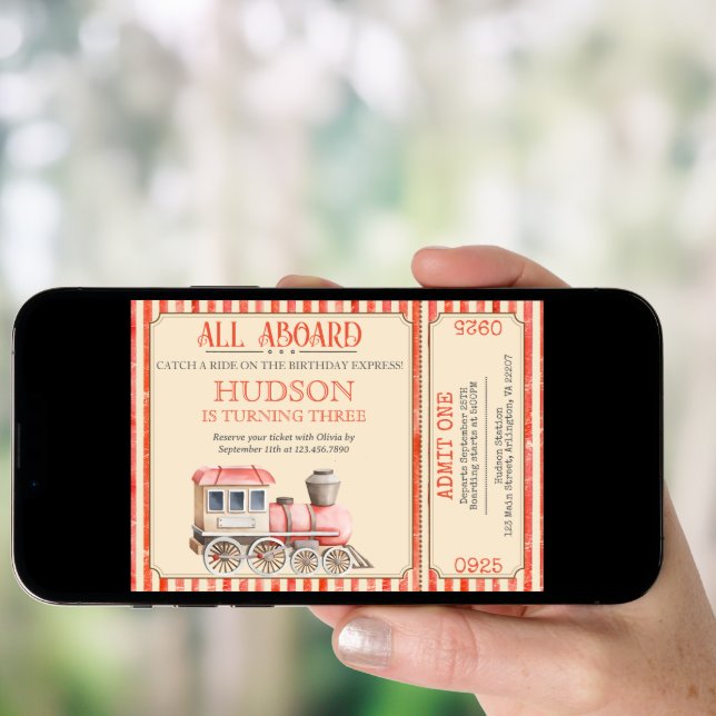 Choo Choo Train Birthday Invite – Train Party them (Front Digital)