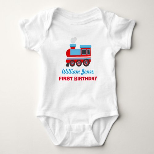 Choo Choo Train Birthday Party Custom Name Baby Bodysuit