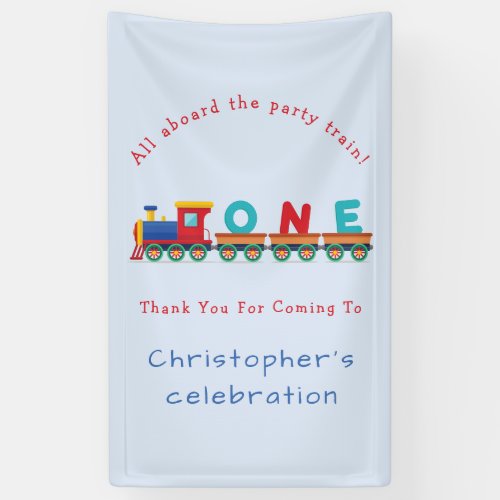 Choo Choo Train Boys 1st Birthday Blue Party Banne Banner