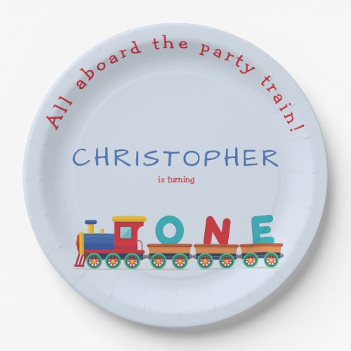 Choo Choo Train Boys 1st Birthday Blue Party  Paper Plates