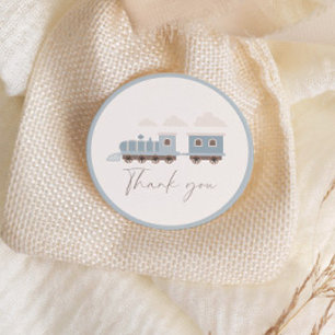 Choo Choo Train Boys Blue Birthday Party Classic Round Sticker