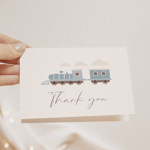 Choo Choo Train Boys Blue Birthday Party Thank You Card