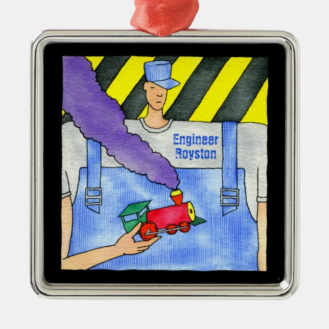 Choo Choo Train Engineer Metal Ornament (Front)