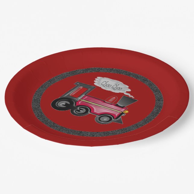 Choo Choo Train Kids Trains Customize Paper Plates (Angled)