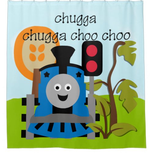 Choo Choo Train Kids Transportation Locomotive Shower Curtain