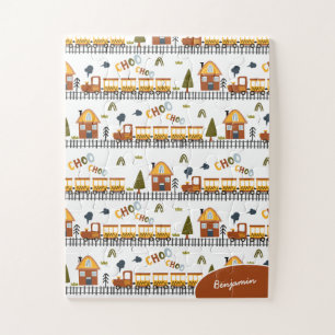 Choo Choo Train Pattern First Name Little Kid Jigsaw Puzzle