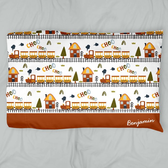 Choo Choo Train Pattern First Name Little Kid Pillow Case (Creator Uploaded)