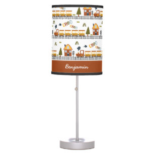 Choo Choo Train Pattern First Name Little Kid Table Lamp