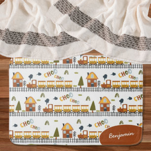 Choo Choo Train Pattern Little Kid Name Bathroom Bath Mat