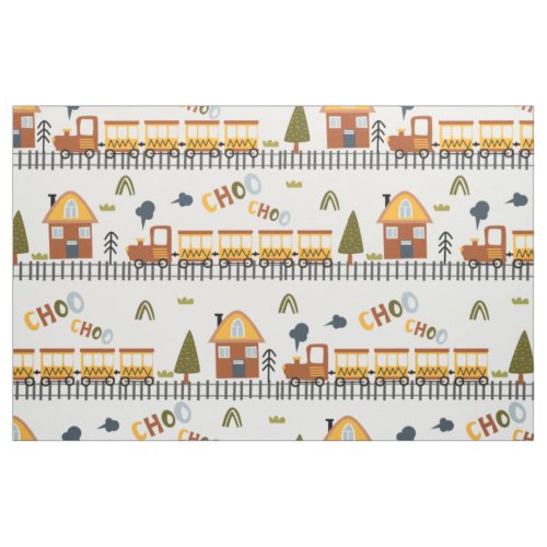 Choo Choo Train Pattern Little Kid Nursery Fabric
