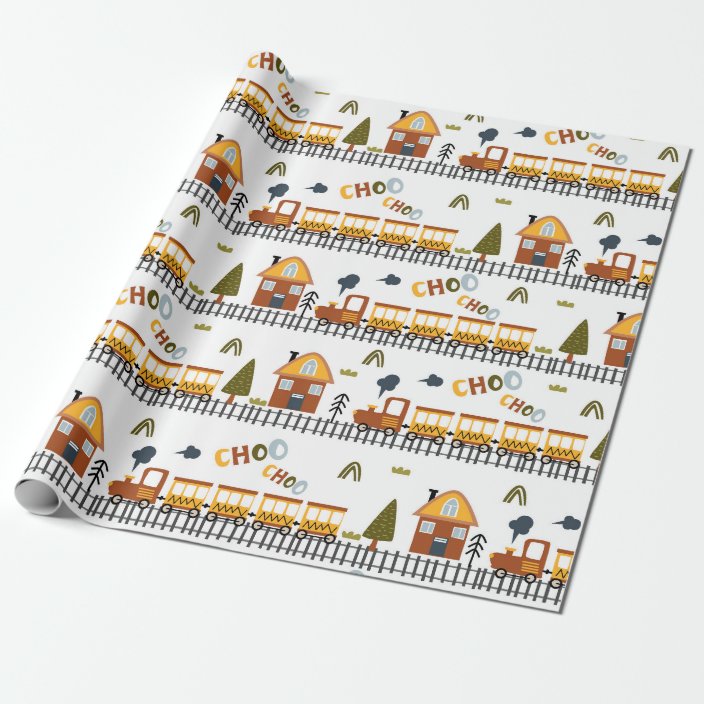 Choo Choo Train Pattern Little Kid Wrapping Paper | Zazzle.com