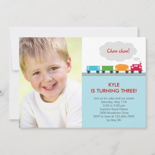 Choo Choo Train Photo Birthday Invitation