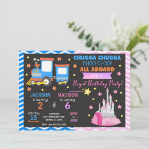 Choo Choo Train & Princess Joint Birthday Invitation