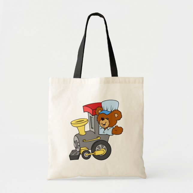Choo Choo Train Teddy Bear Tote Bag (Front)