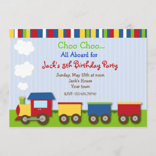 Choo Choo Train Trains Birthday Party Invitations