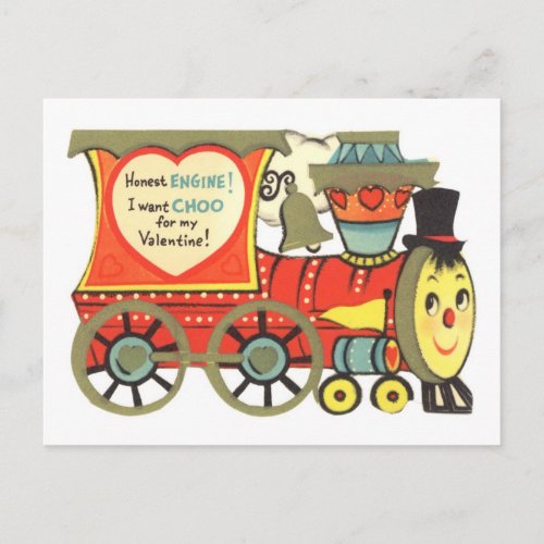 Choo Choo Train Valentine Holiday Postcard