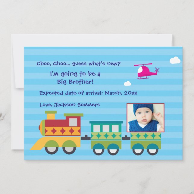 Choo Choo What's New Pregnancy Announcement (Front)